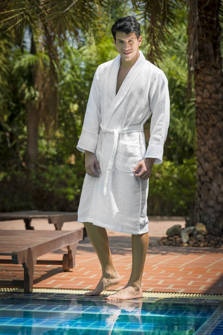 Halat de baie din bumbac egiptean, crem - bărbați