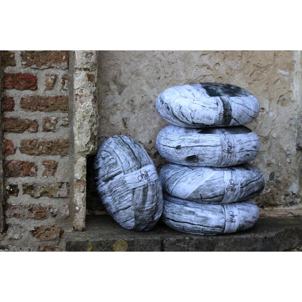 Pernă de meditație „Maple” cu umplutură kapok, alb/negru