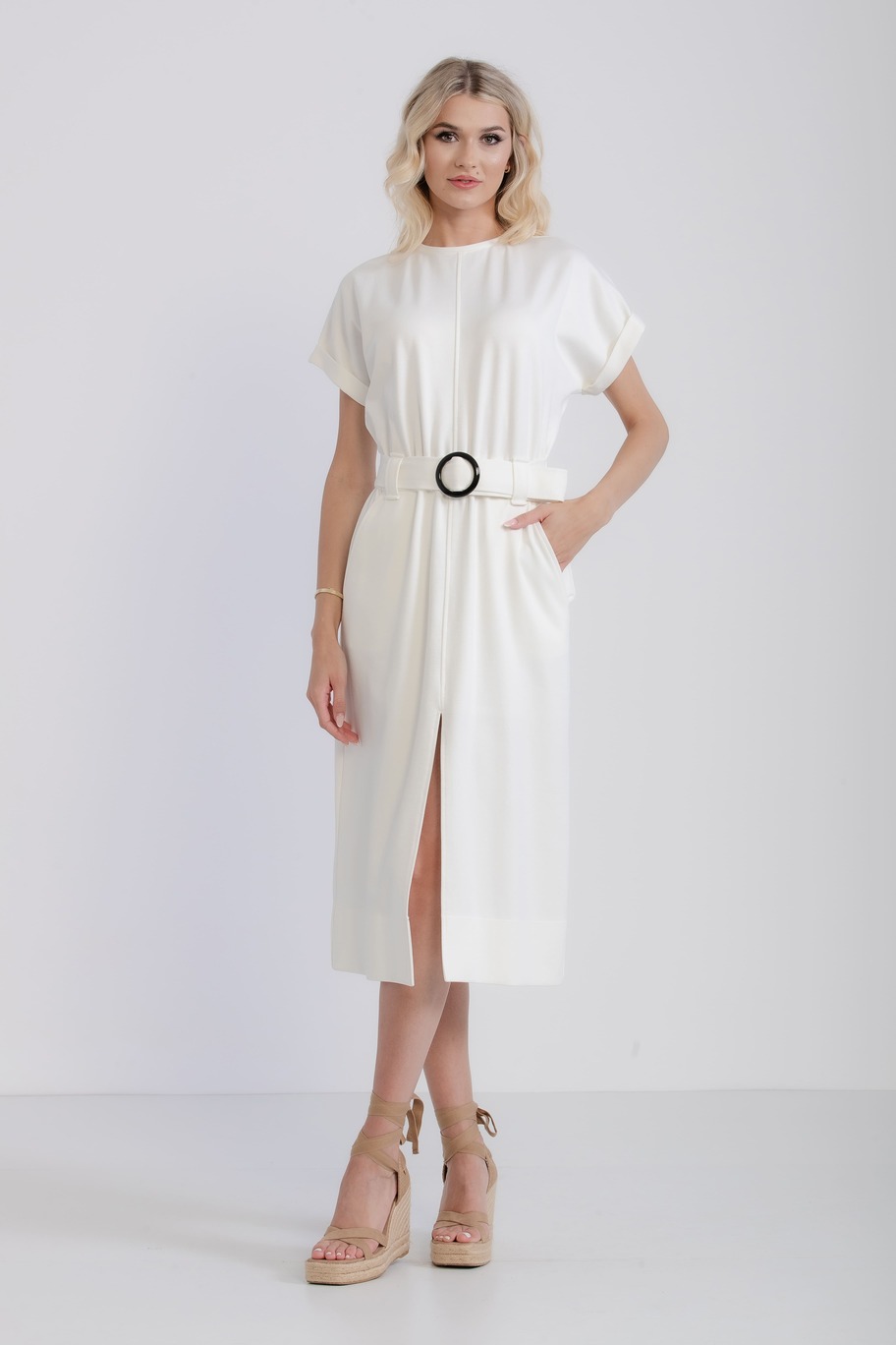 Rochie cu mâneci scurte - Tania, alb