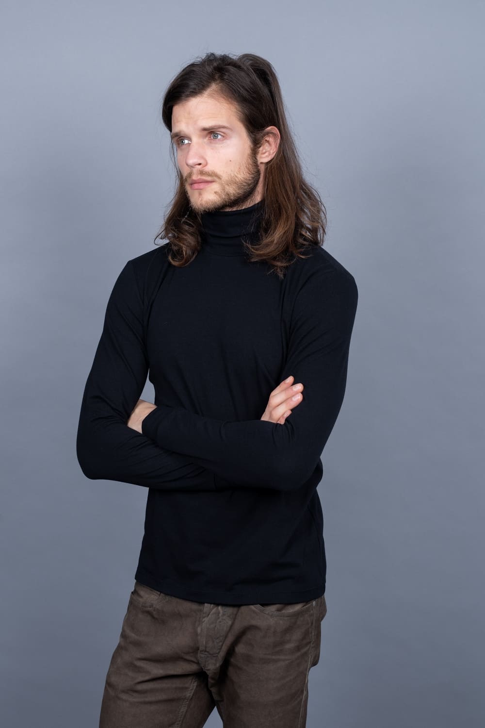 Bluză bărbați cu guler înalt - Black4 Bluză bărbați cu guler înalt - Black
