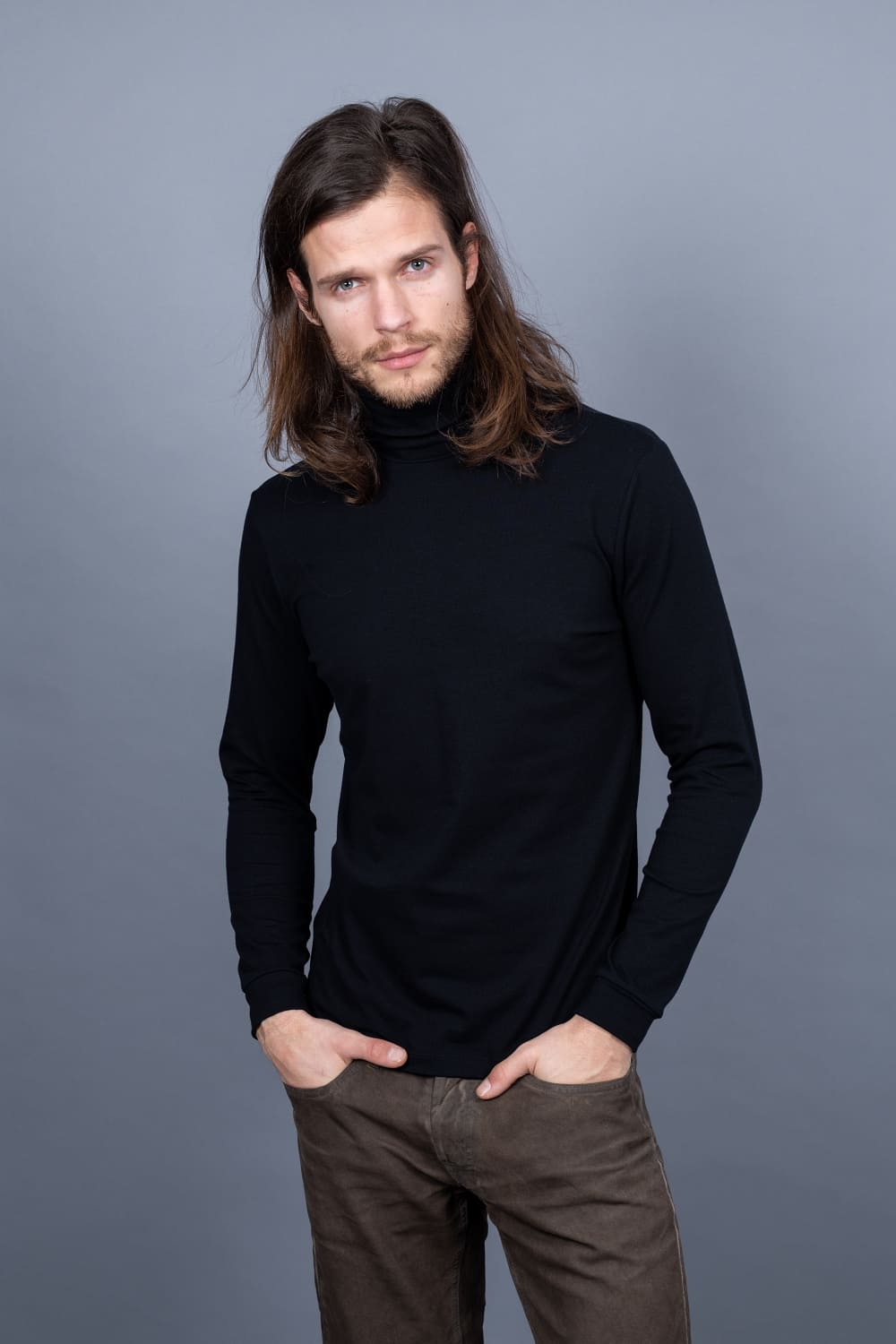 Bluză bărbați cu guler înalt - Black