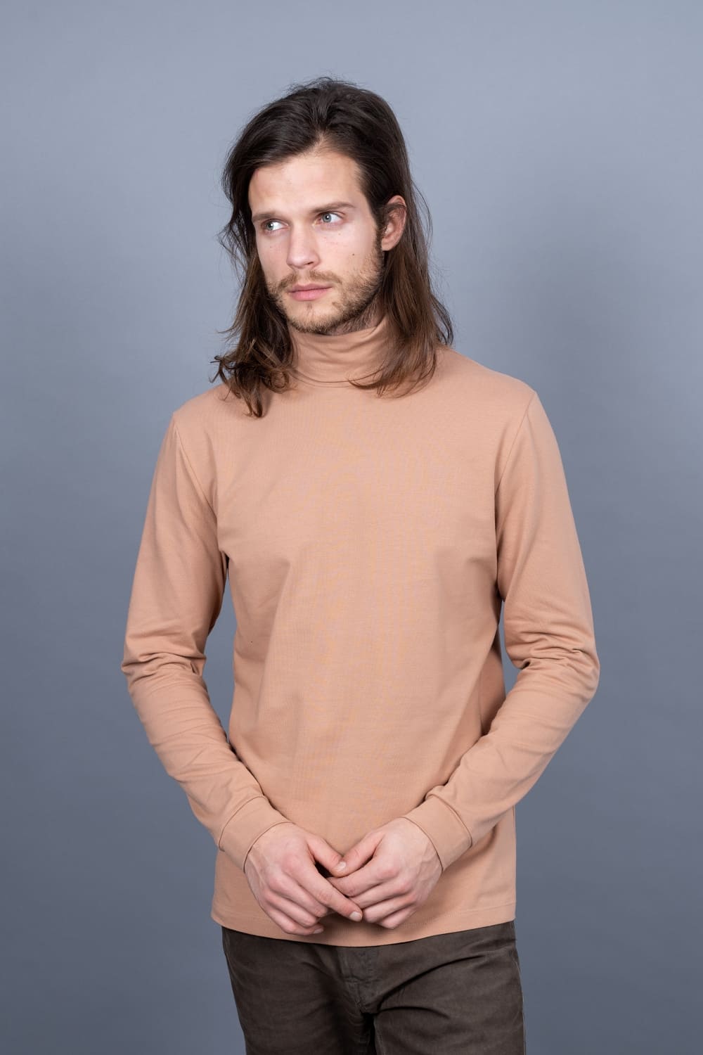 Bluză bărbați cu guler înalt - Caramel